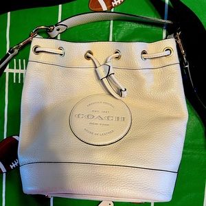 Coach Ivory Pebbled Leather Bucket Bag